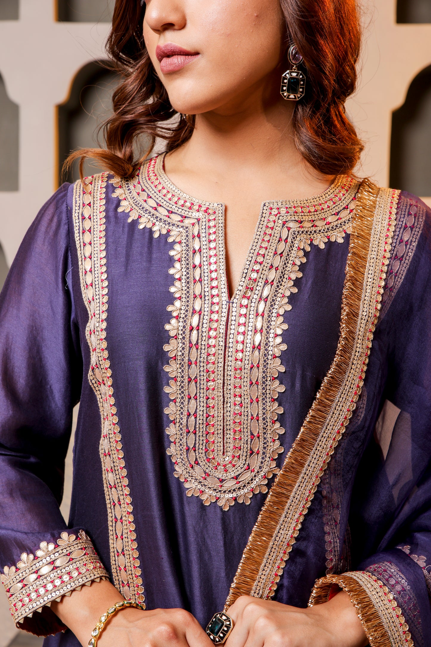 Purple Embroidered Salwar Kameez Set