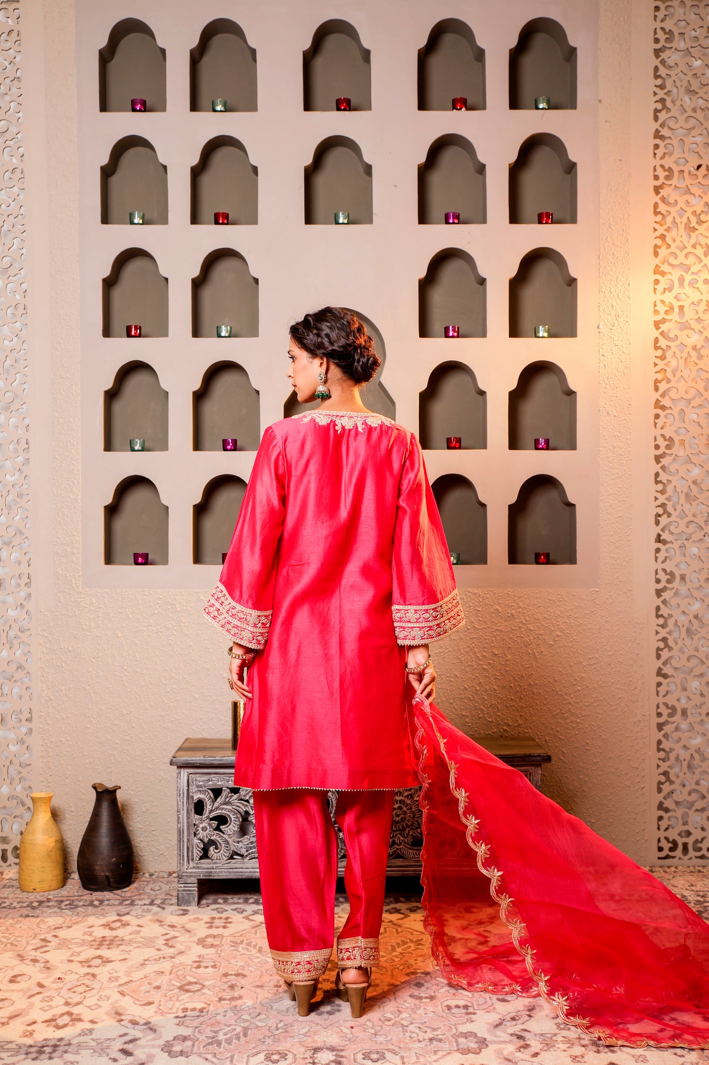 Magenta Embroidered Salwar Kameez Set