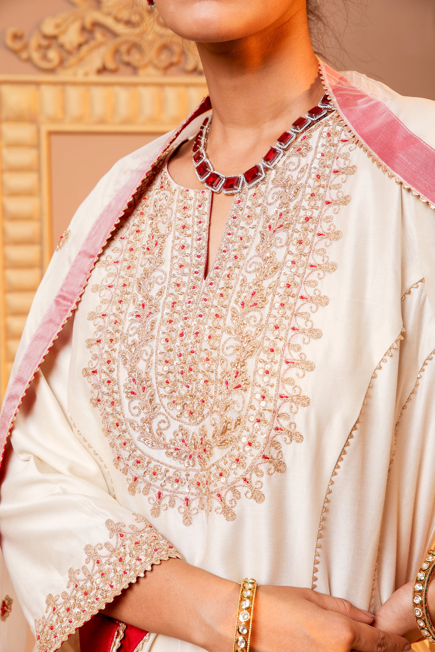 Ivory Radiance Embroidered Salwar Kameez Set