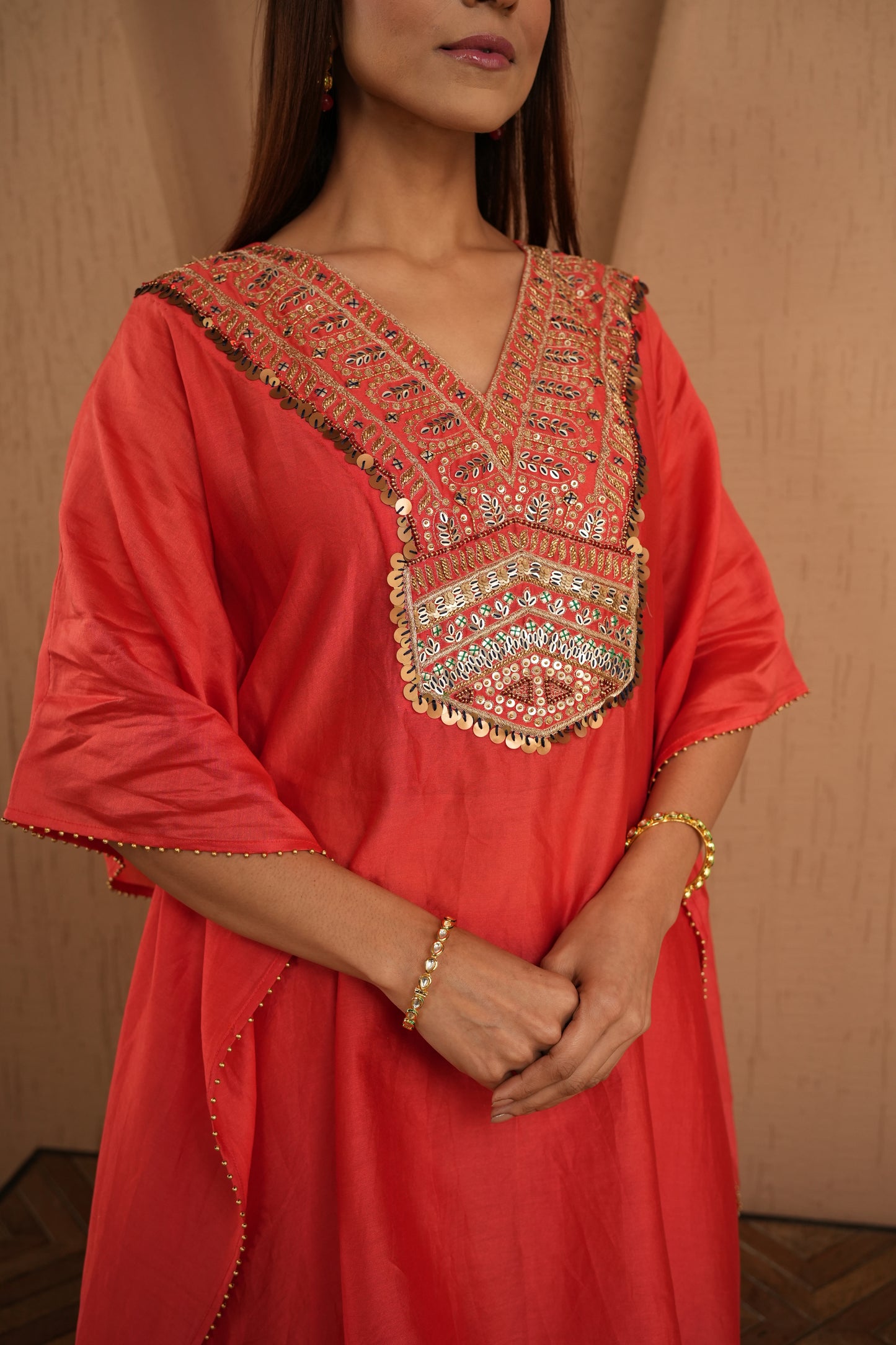 The Elegant Saffron Kaftan Set