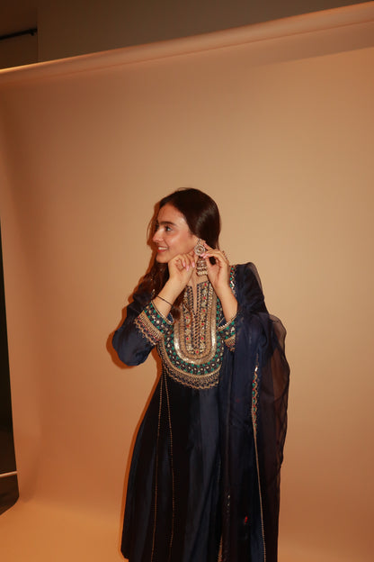 Navy Blue Royalty Embroidered Suit Set