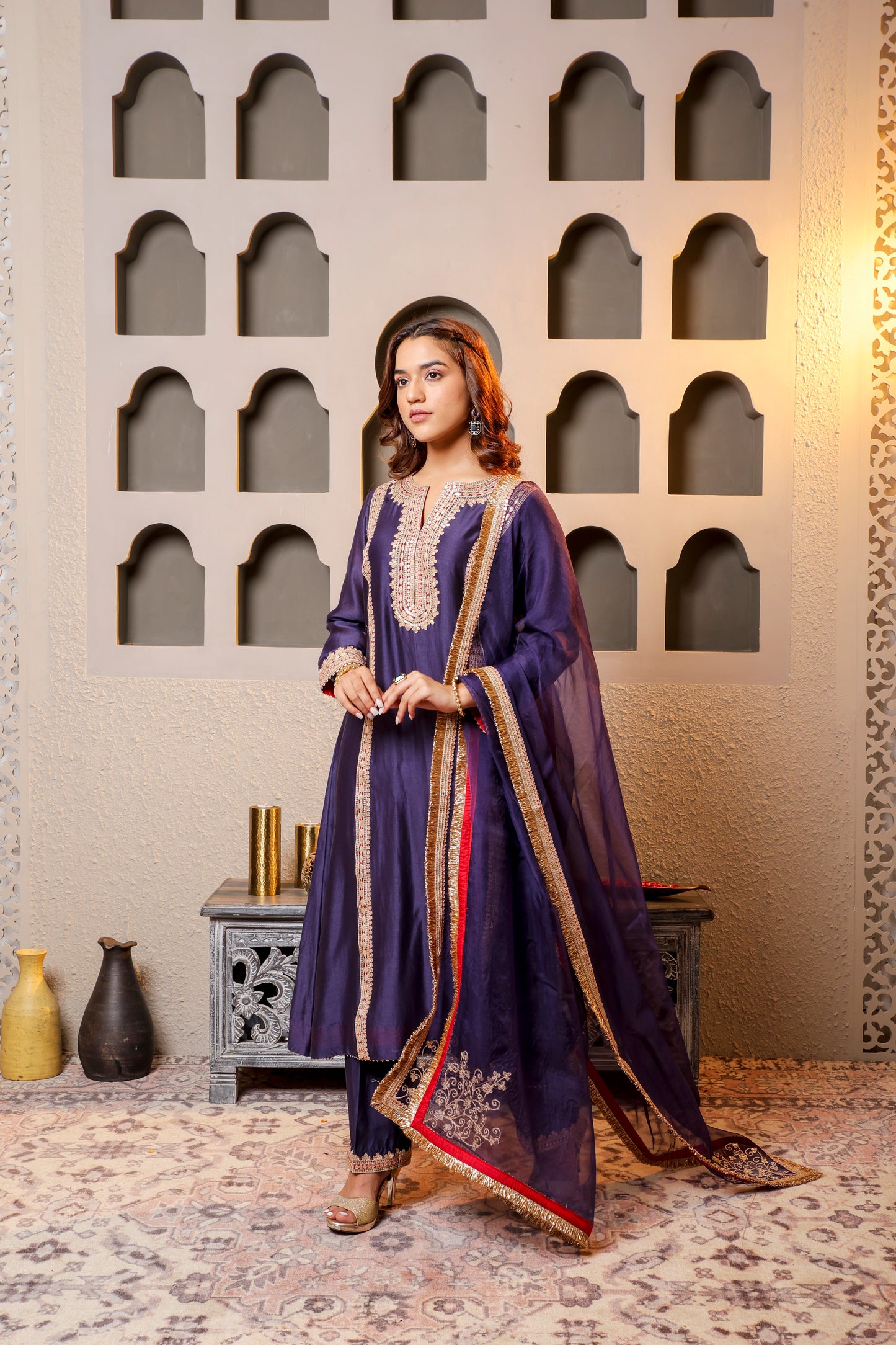 Purple Embroidered Salwar Kameez Set