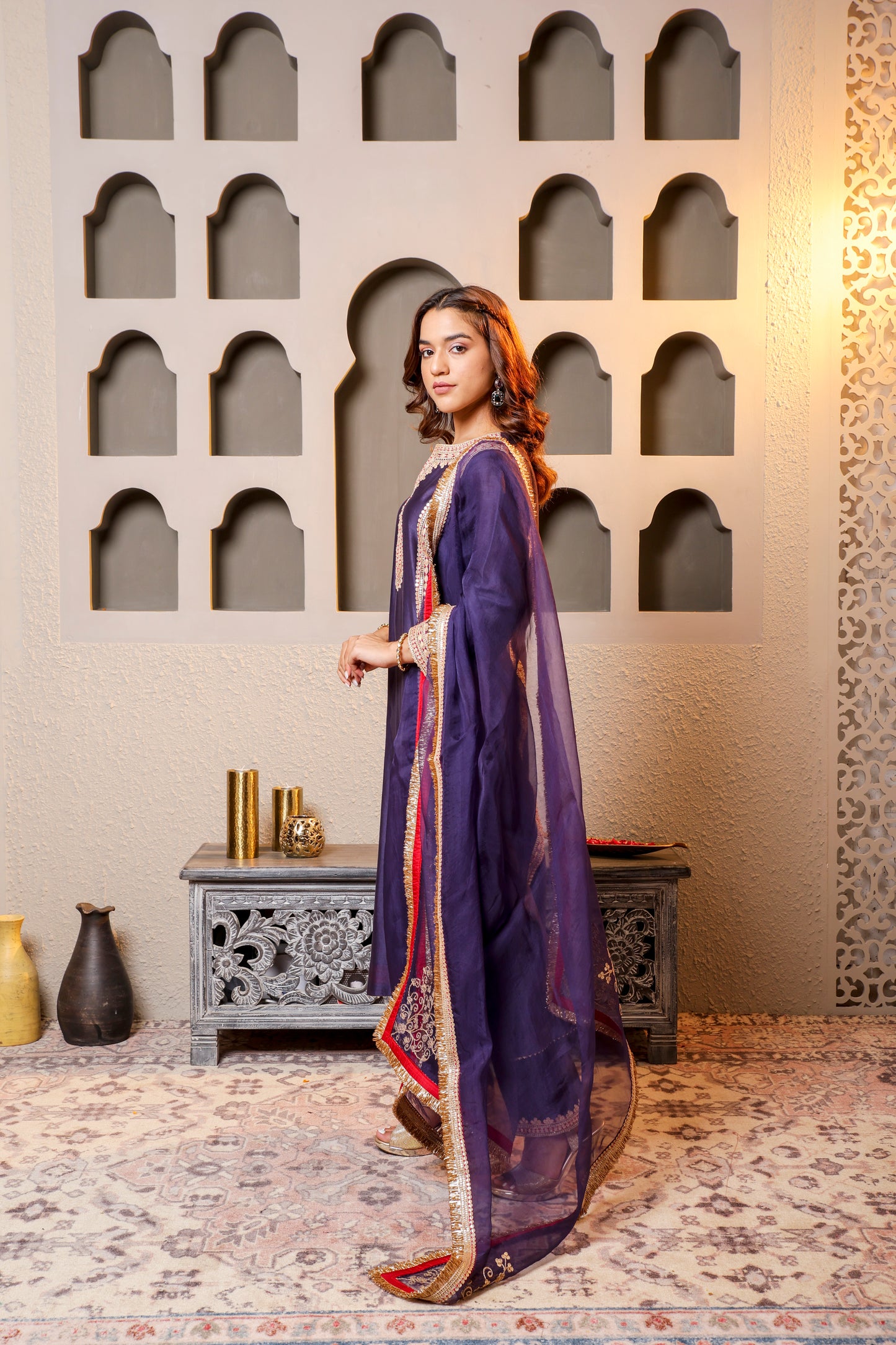 Purple Embroidered Salwar Kameez Set