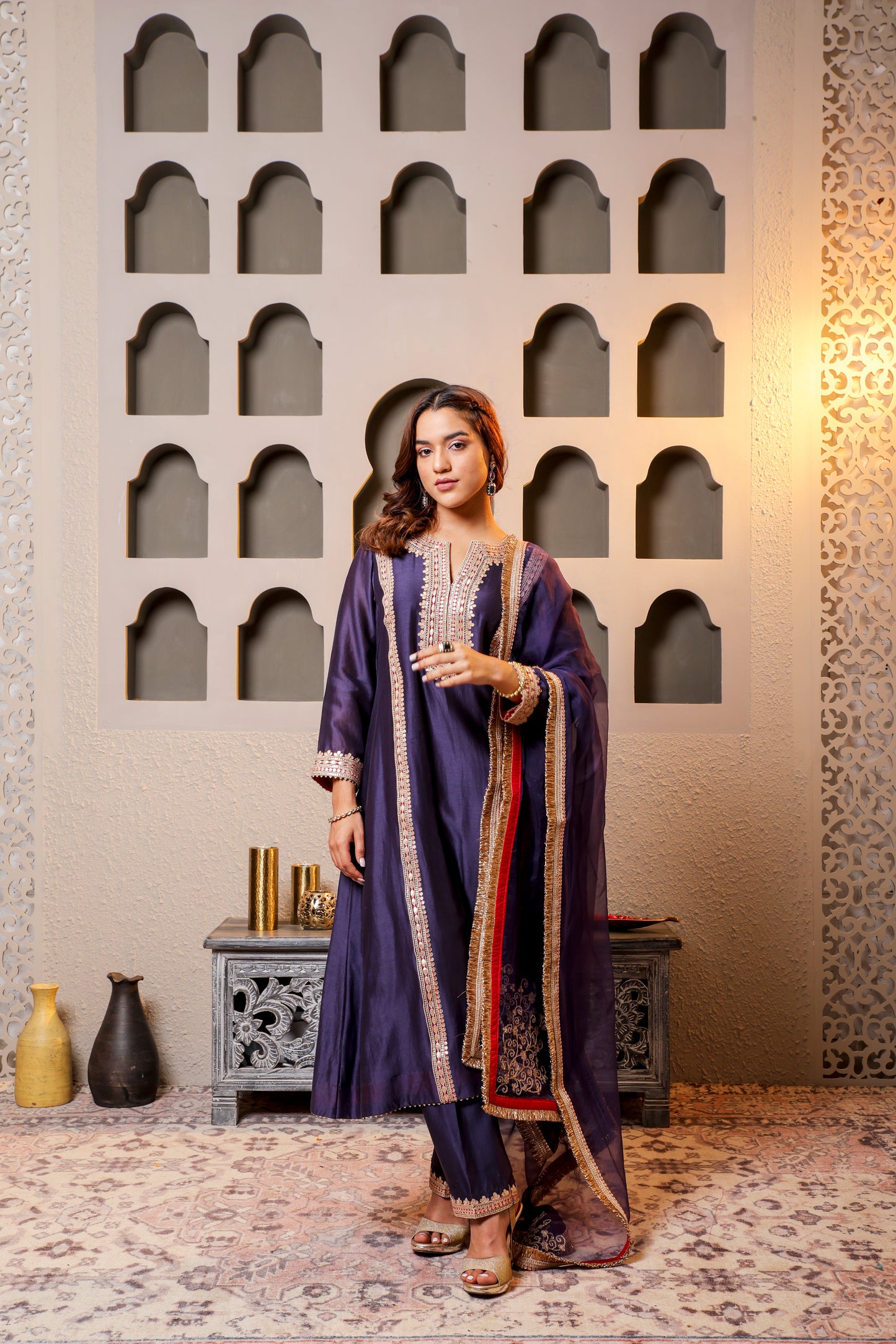 Purple Embroidered Salwar Kameez Set