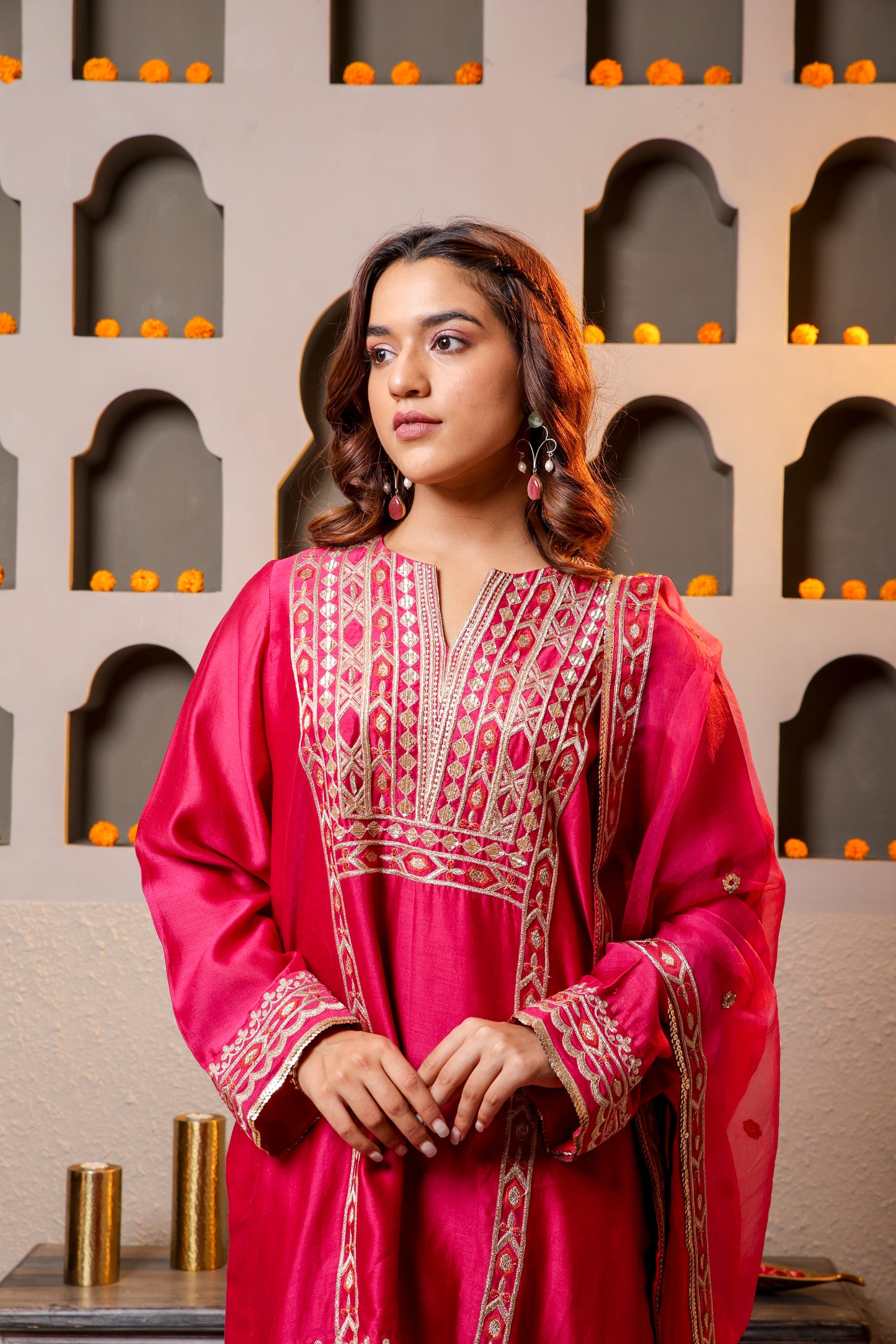 Elegant wine color Embroidered Salwar Kameez Set