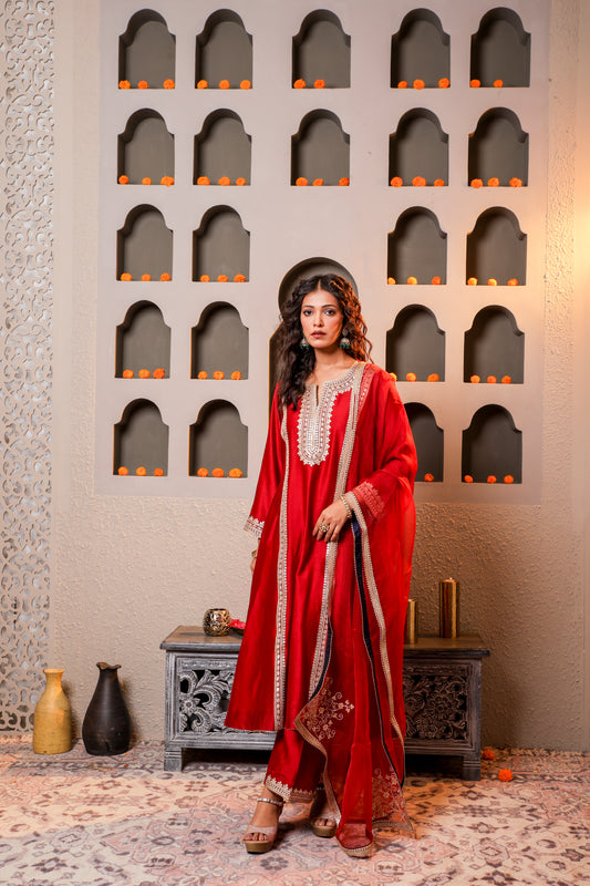 Exquisite Red Embroidered Salwar Kameez Set