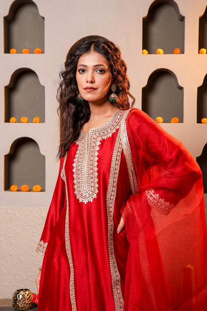 Exquisite Red Embroidered Salwar Kameez Set