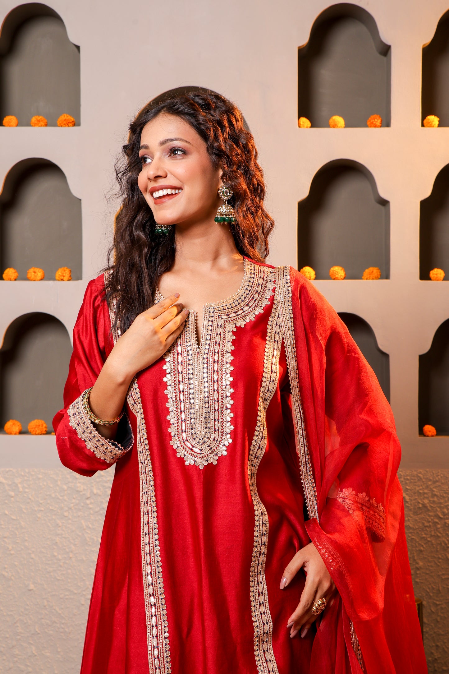 Exquisite Red Embroidered Salwar Kameez Set