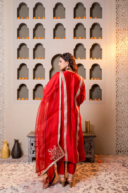 Exquisite Red Embroidered Salwar Kameez Set