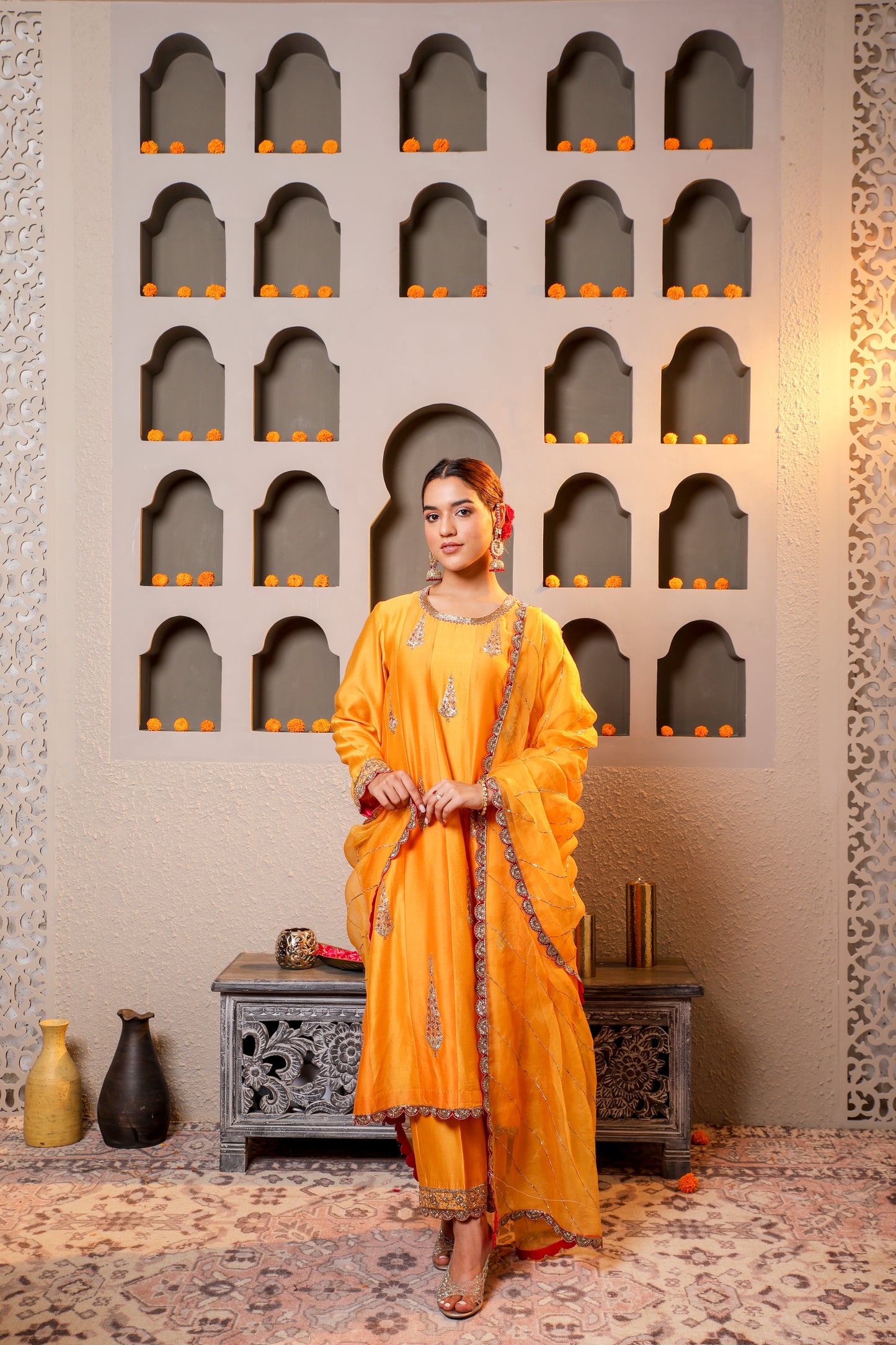 Radiant Yellow Embroidered suit with dupatta