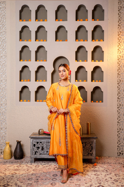 Radiant Yellow Embroidered suit with dupatta