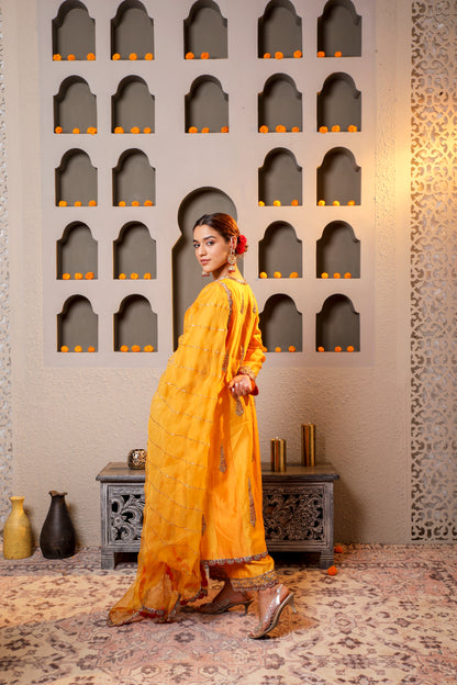 Radiant Yellow Embroidered suit with dupatta
