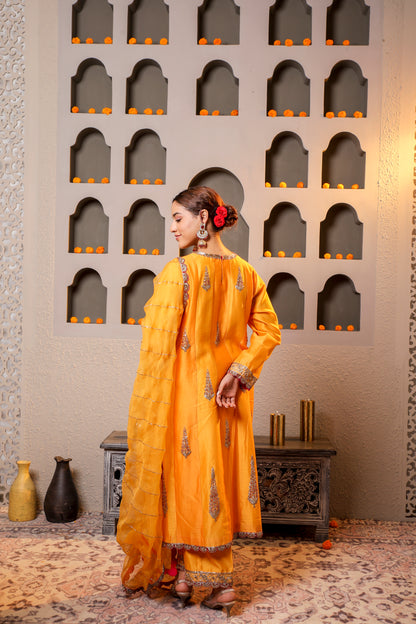 Radiant Yellow Embroidered suit with dupatta