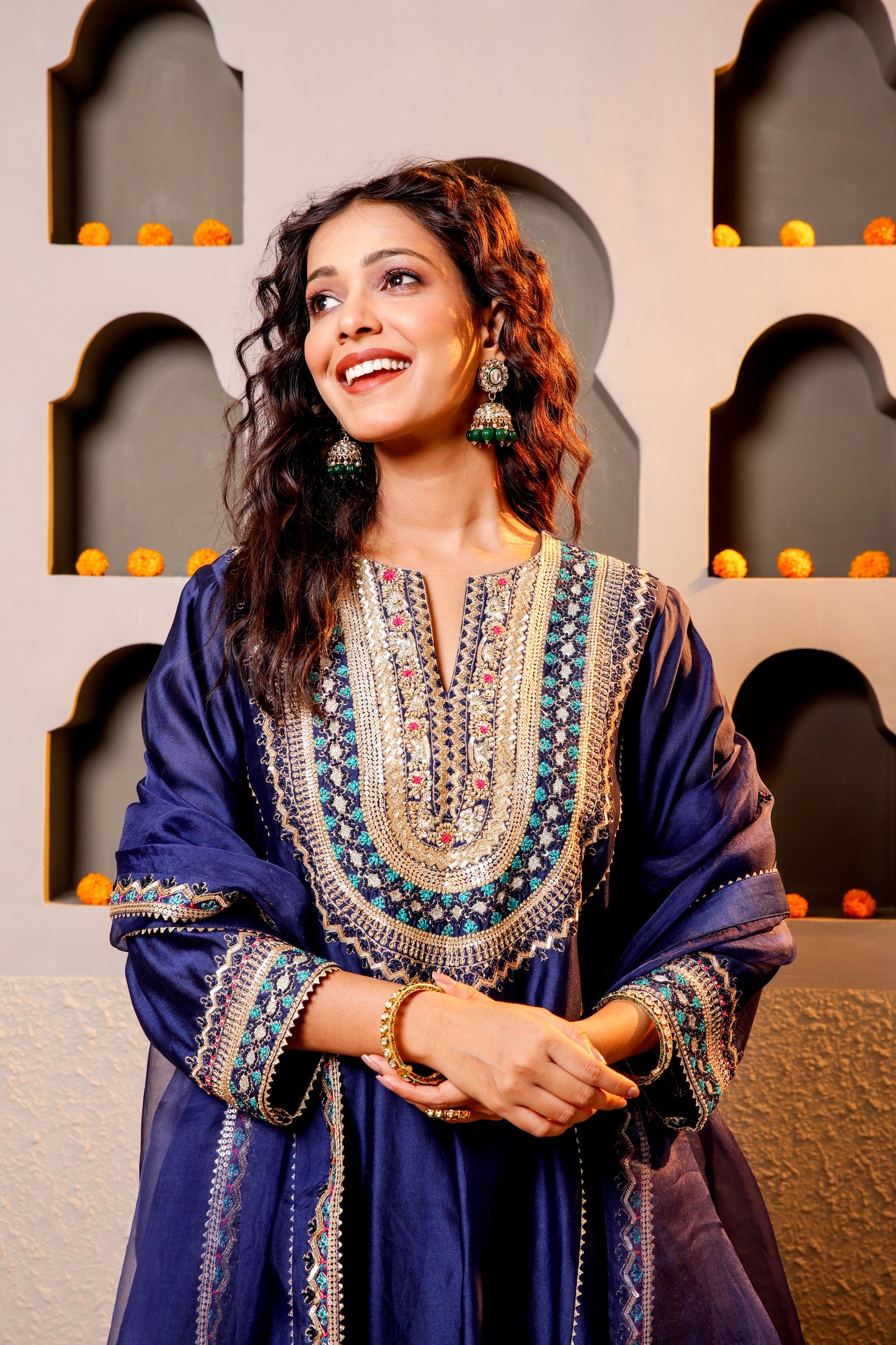 Navy Blue Royalty Embroidered Suit Set