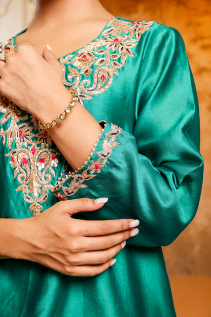 Emerald Green and Navy Blue Sharara Set