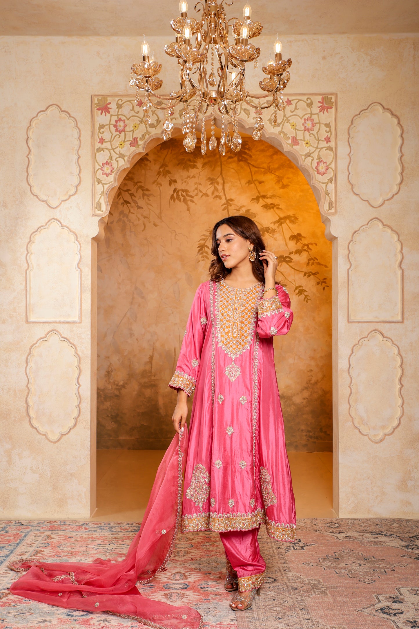 Pink Embroidered Salwar Kameez Set