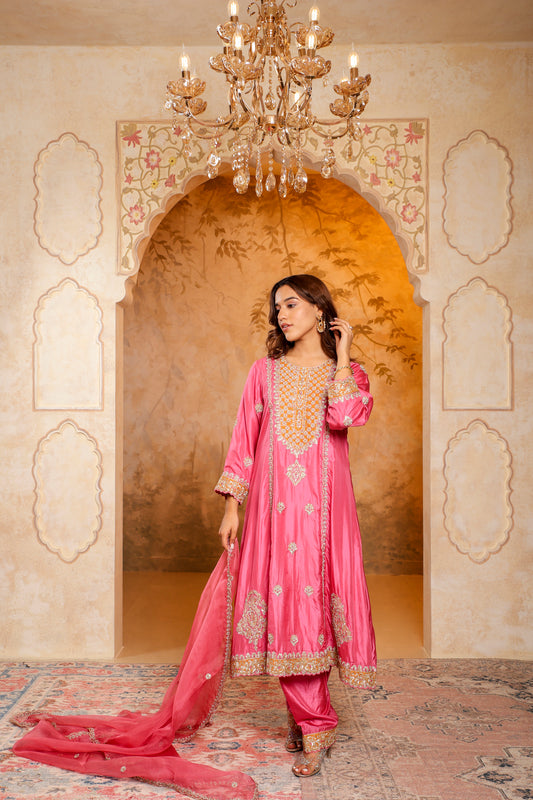 Pink Embroidered Salwar Kameez Set