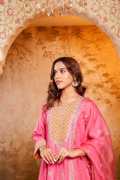Pink Embroidered Salwar Kameez Set