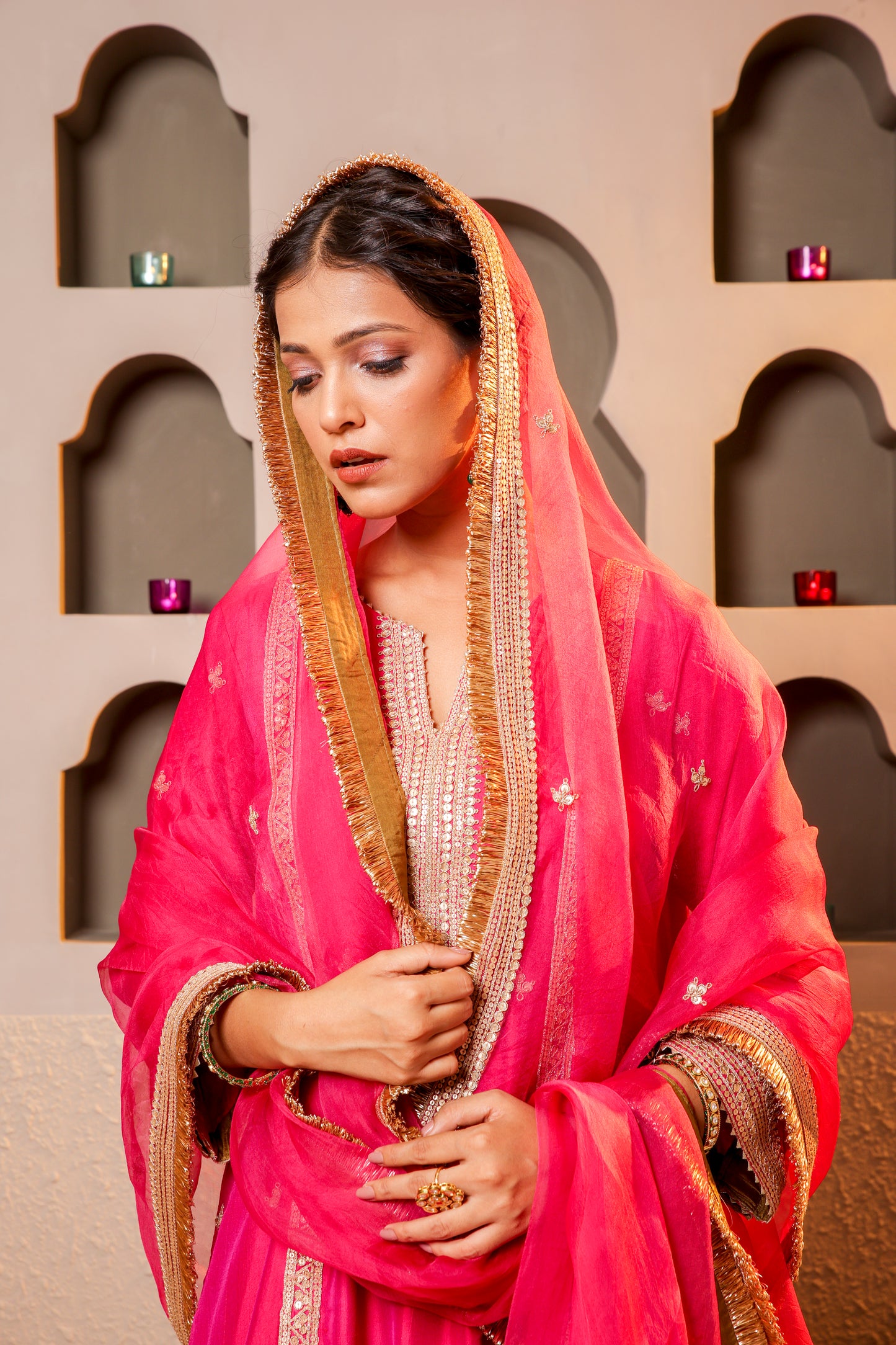 Magenta Embroidered Suit Set