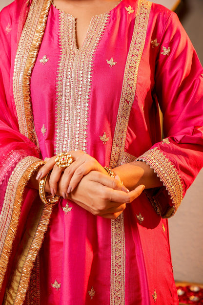 Magenta Embroidered Suit Set