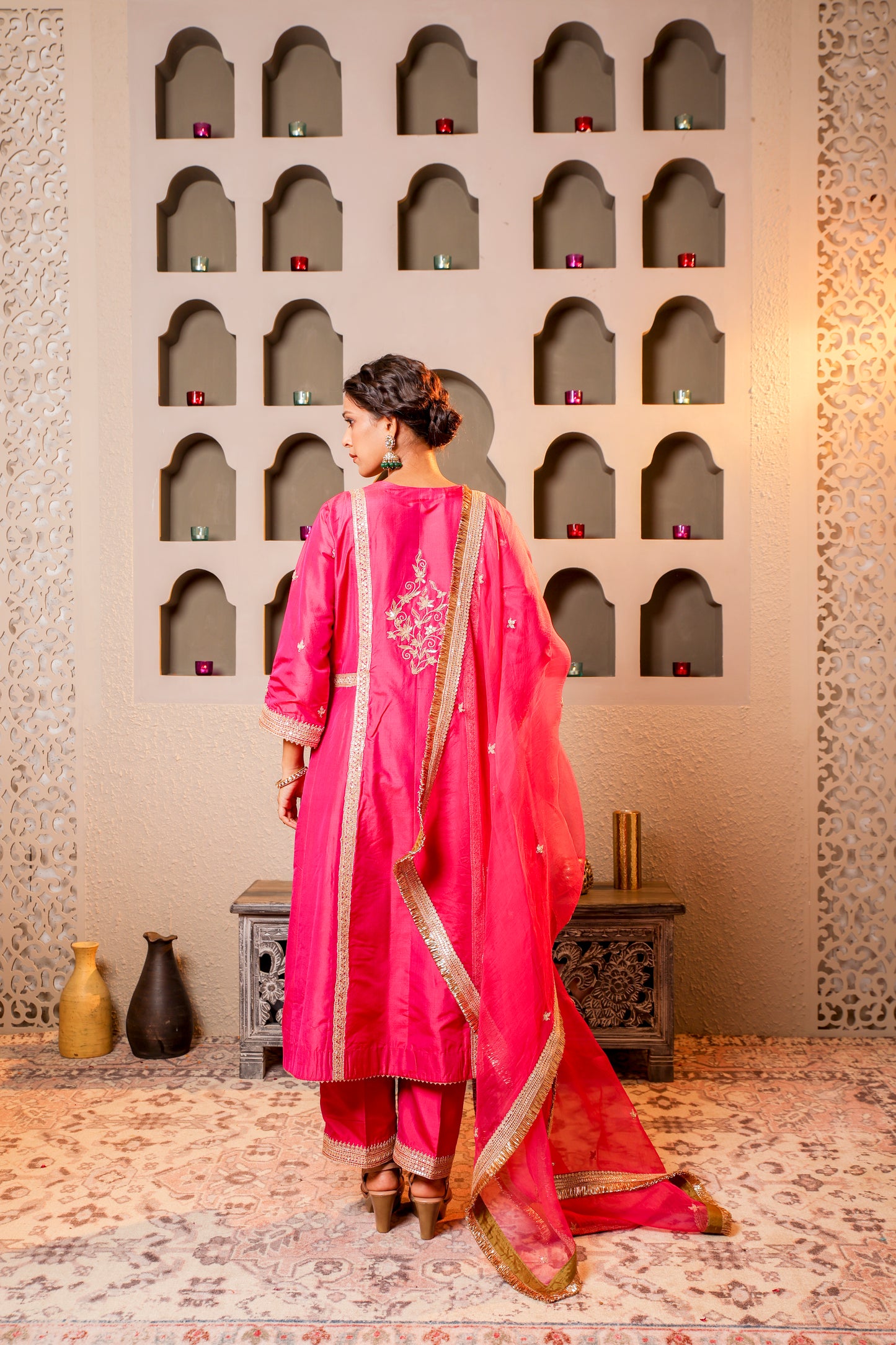 Magenta Embroidered Suit Set
