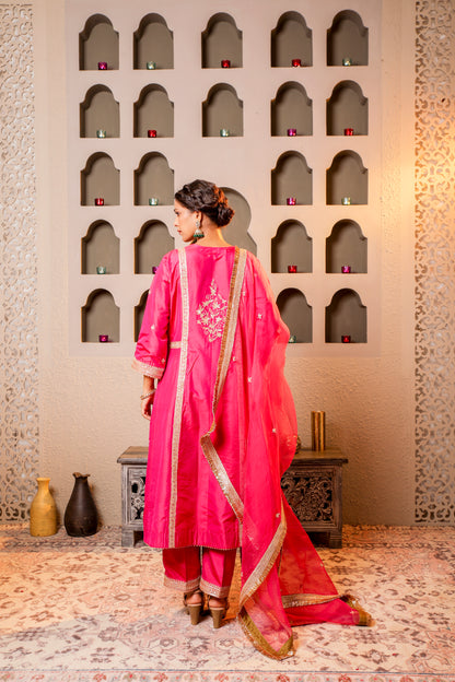 Magenta Embroidered Suit Set