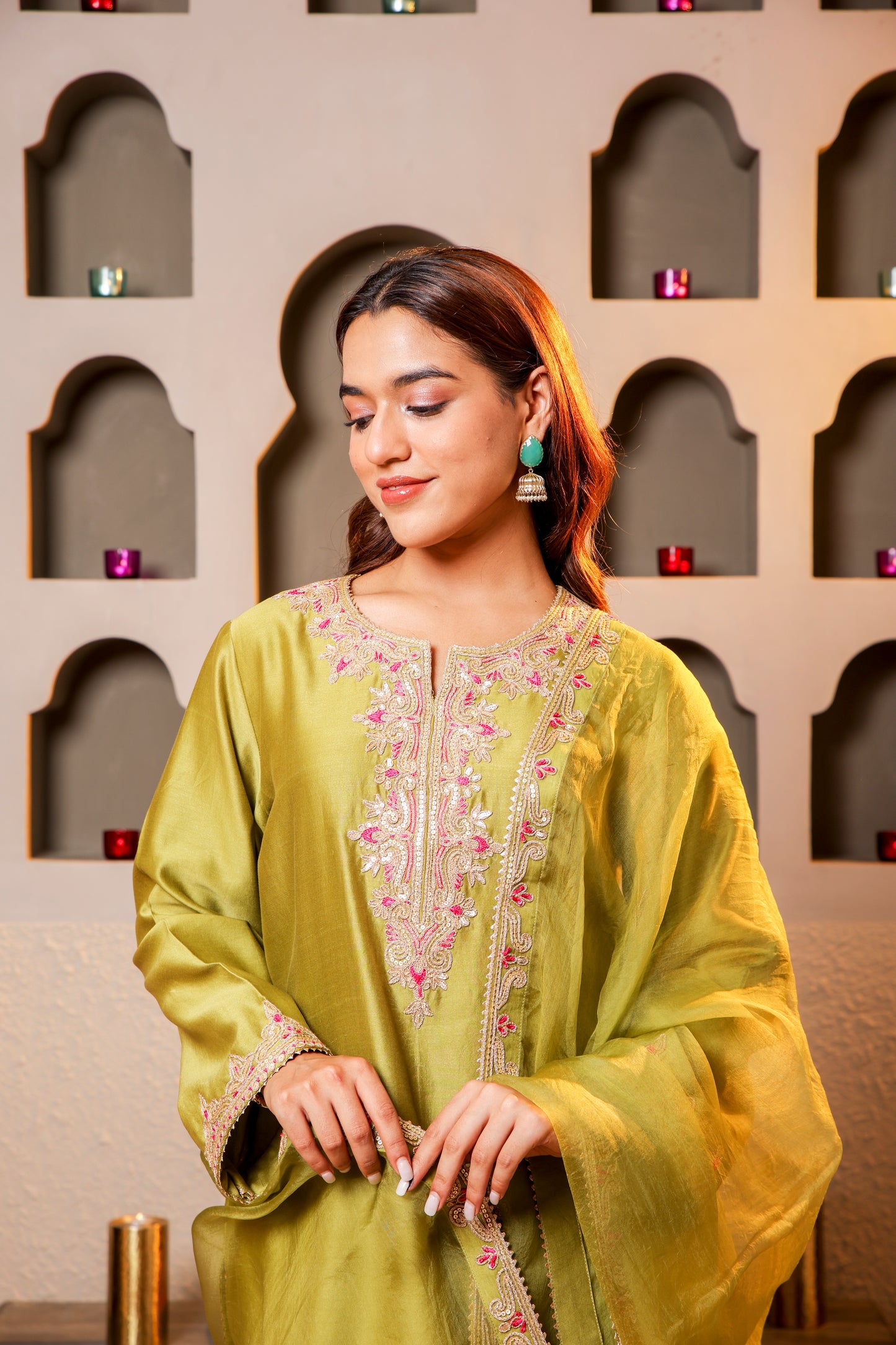 Green Embroidered Salwar Kameez Set