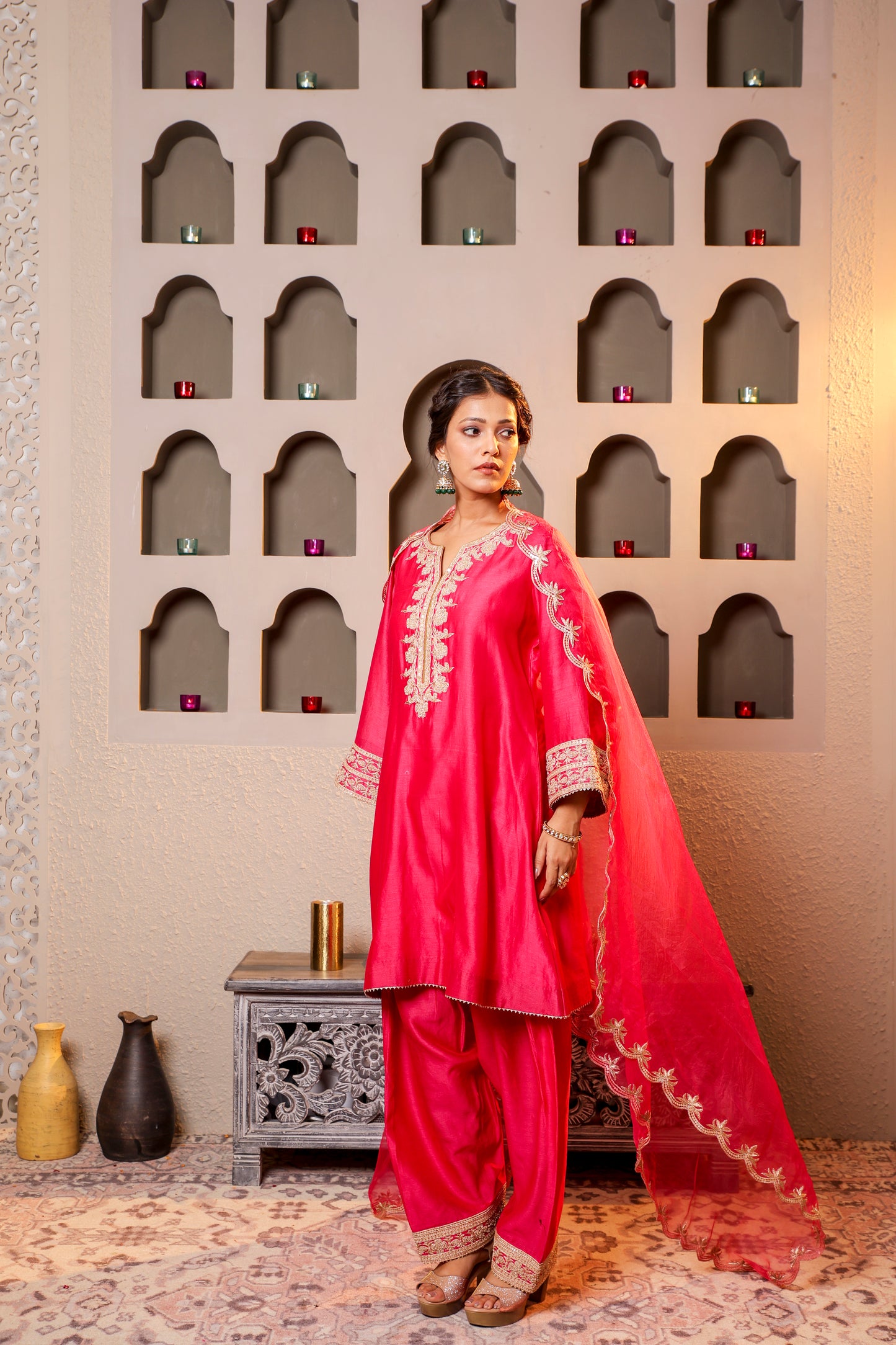 Magenta Embroidered Salwar Kameez Set