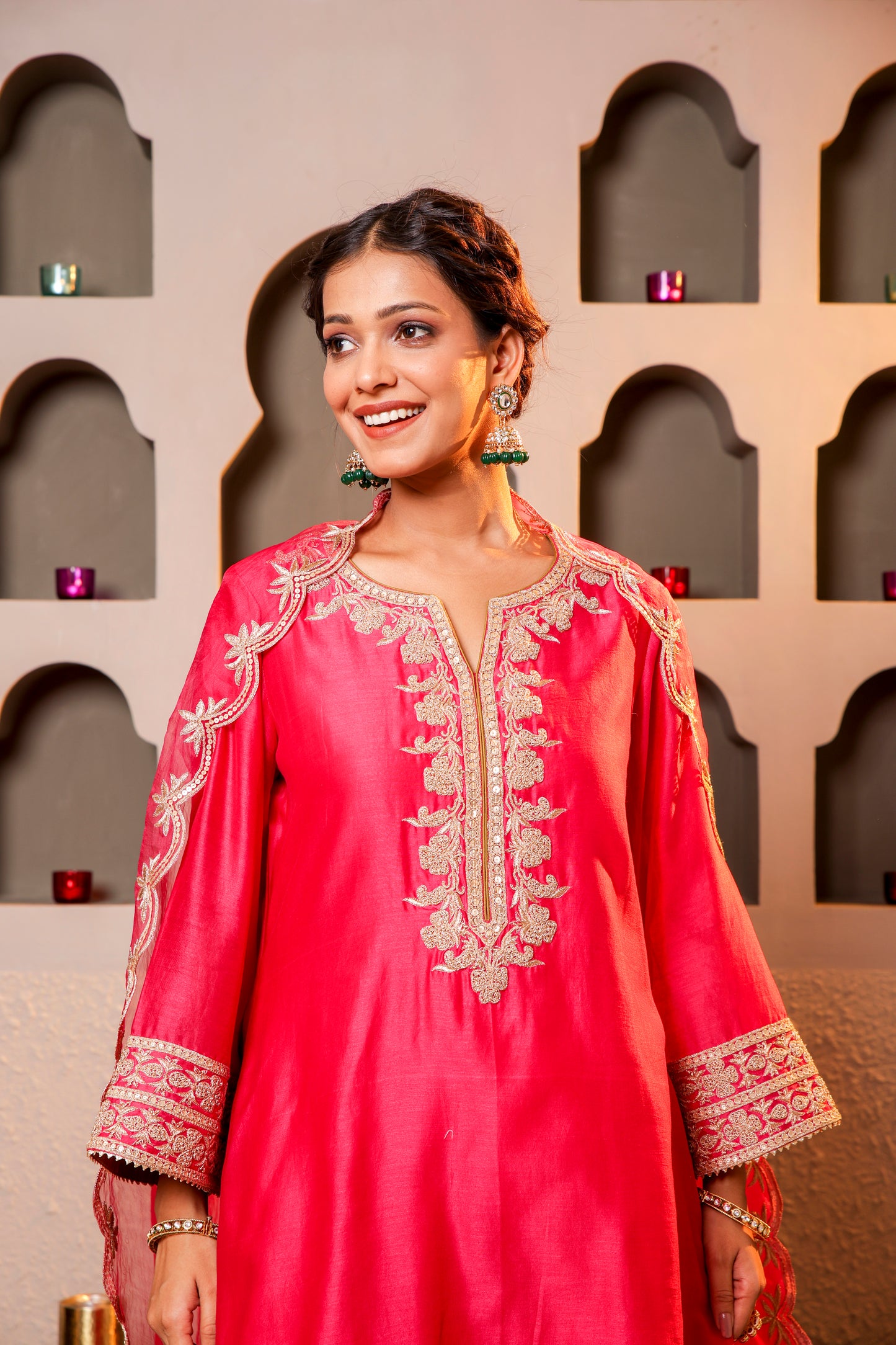 Magenta Embroidered Salwar Kameez Set