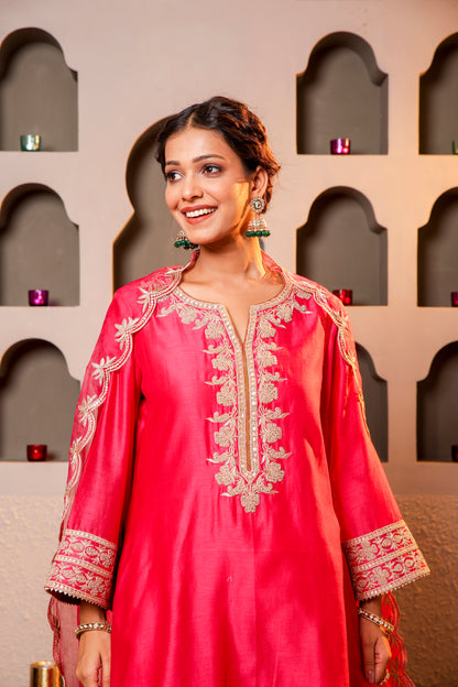 Magenta Embroidered Salwar Kameez Set