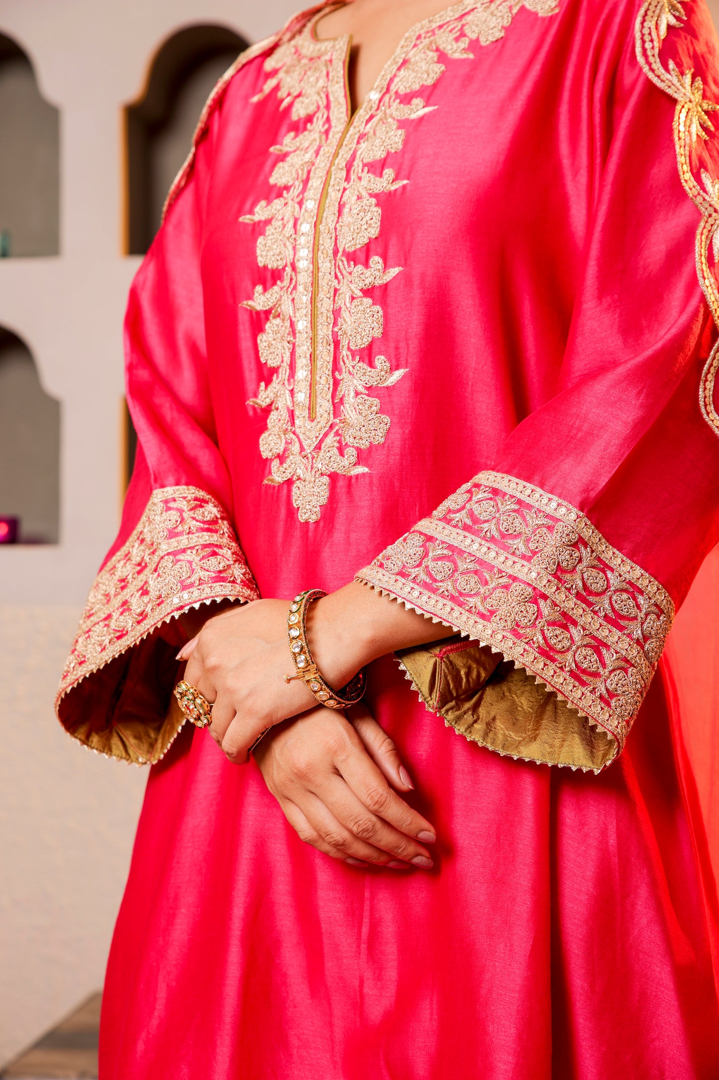 Magenta Embroidered Salwar Kameez Set