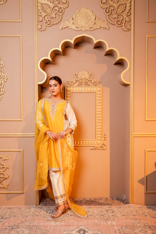 Golden Glow Embroidered Suit Set