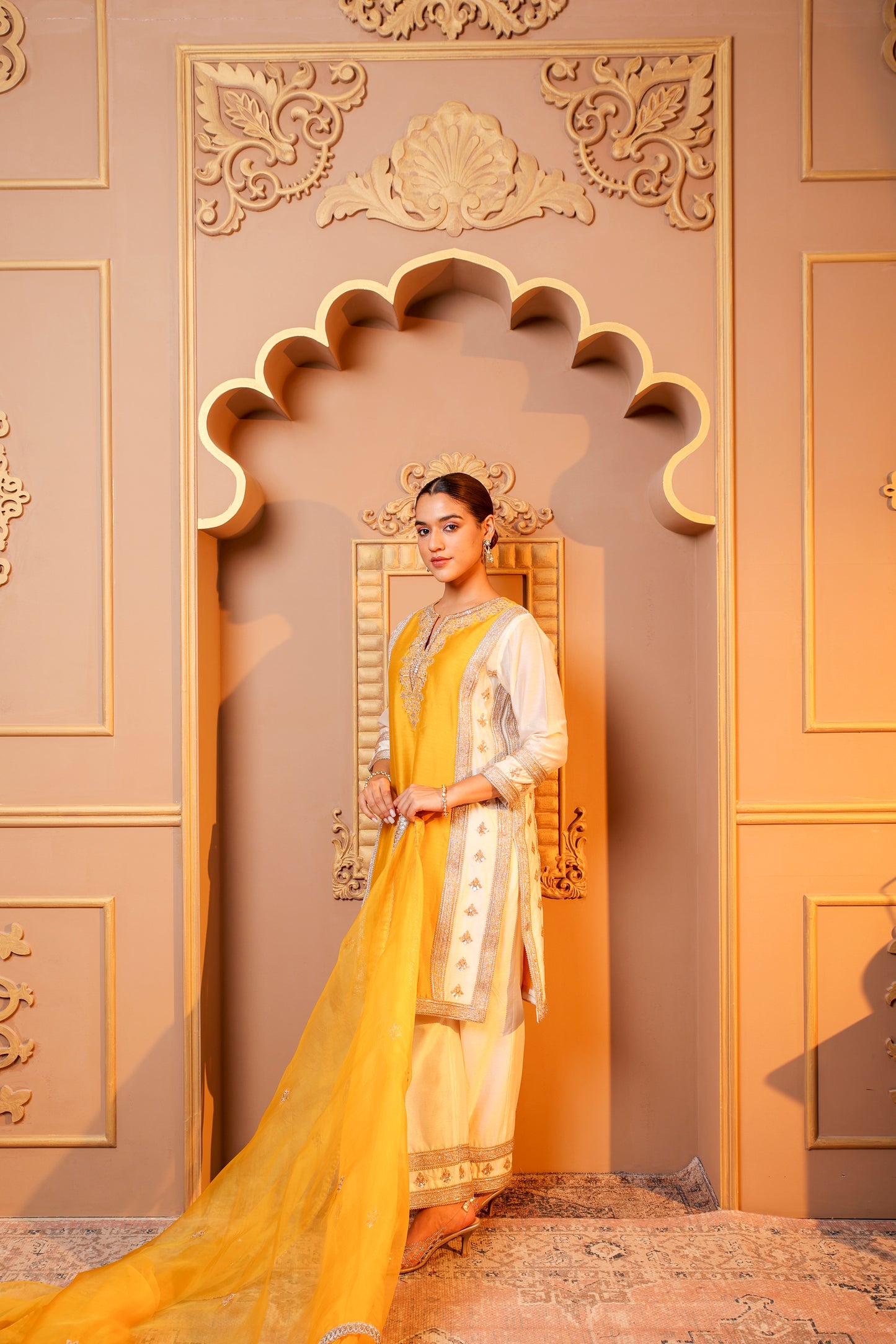 Golden Glow Embroidered Suit Set