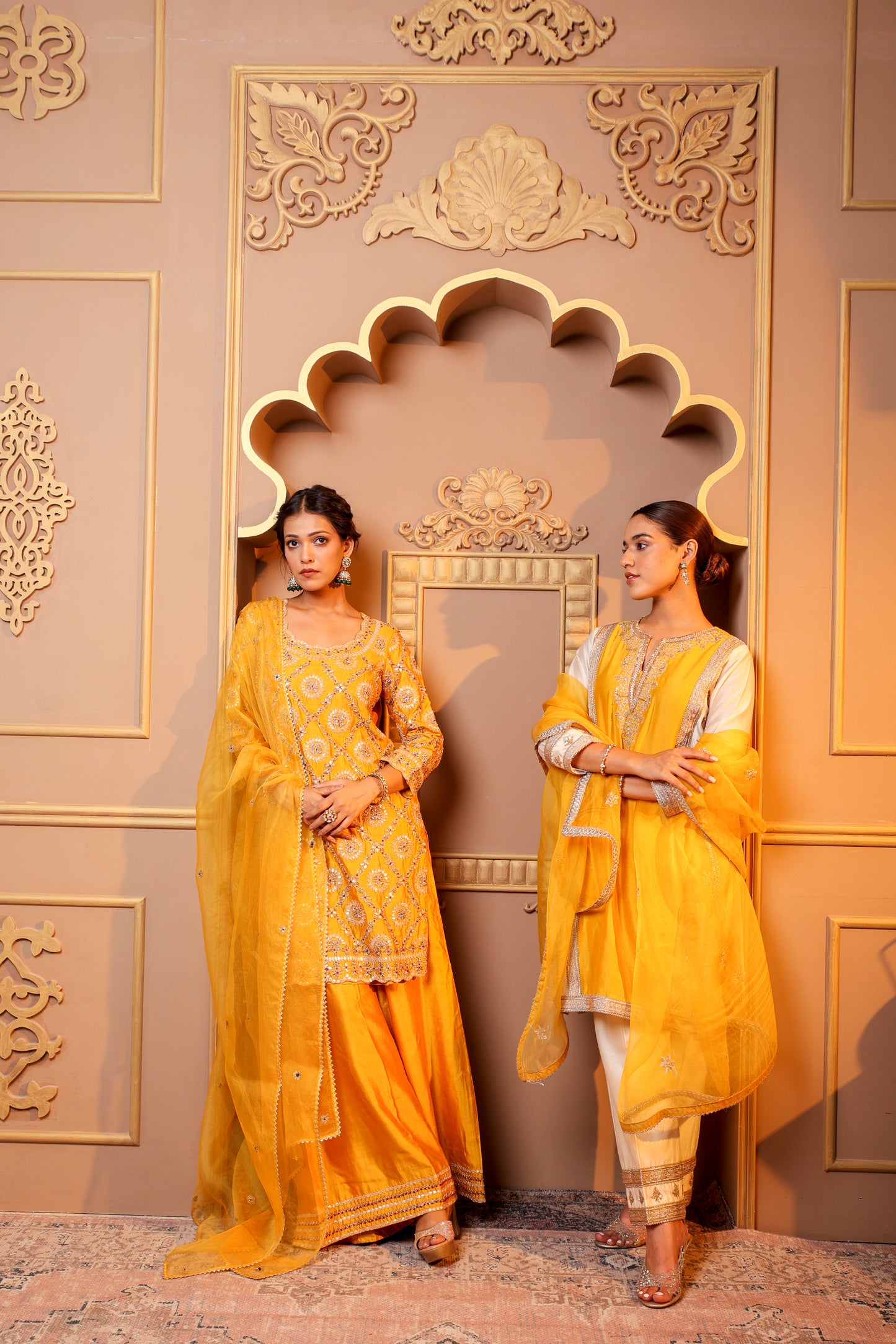 Golden Glow Embroidered Suit Set