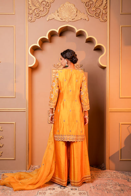 Sunshine Radiance Embroidered Suit With Plazzo Set
