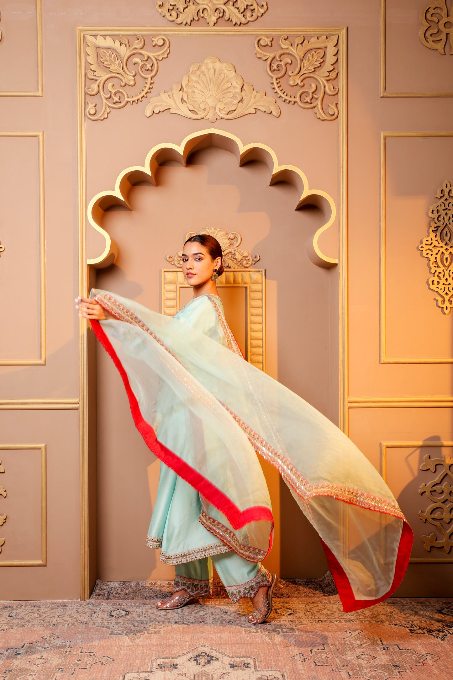 Blue Embroidered Suit Set