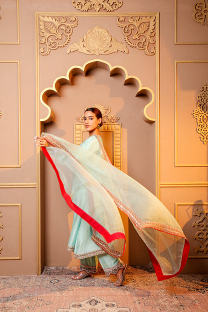 Blue Embroidered Suit Set