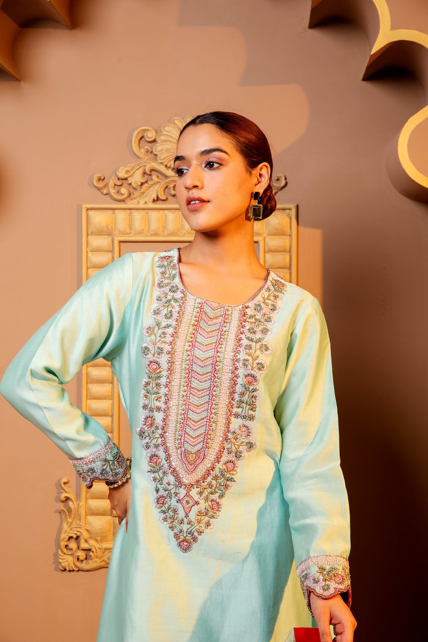 Blue Embroidered Suit Set