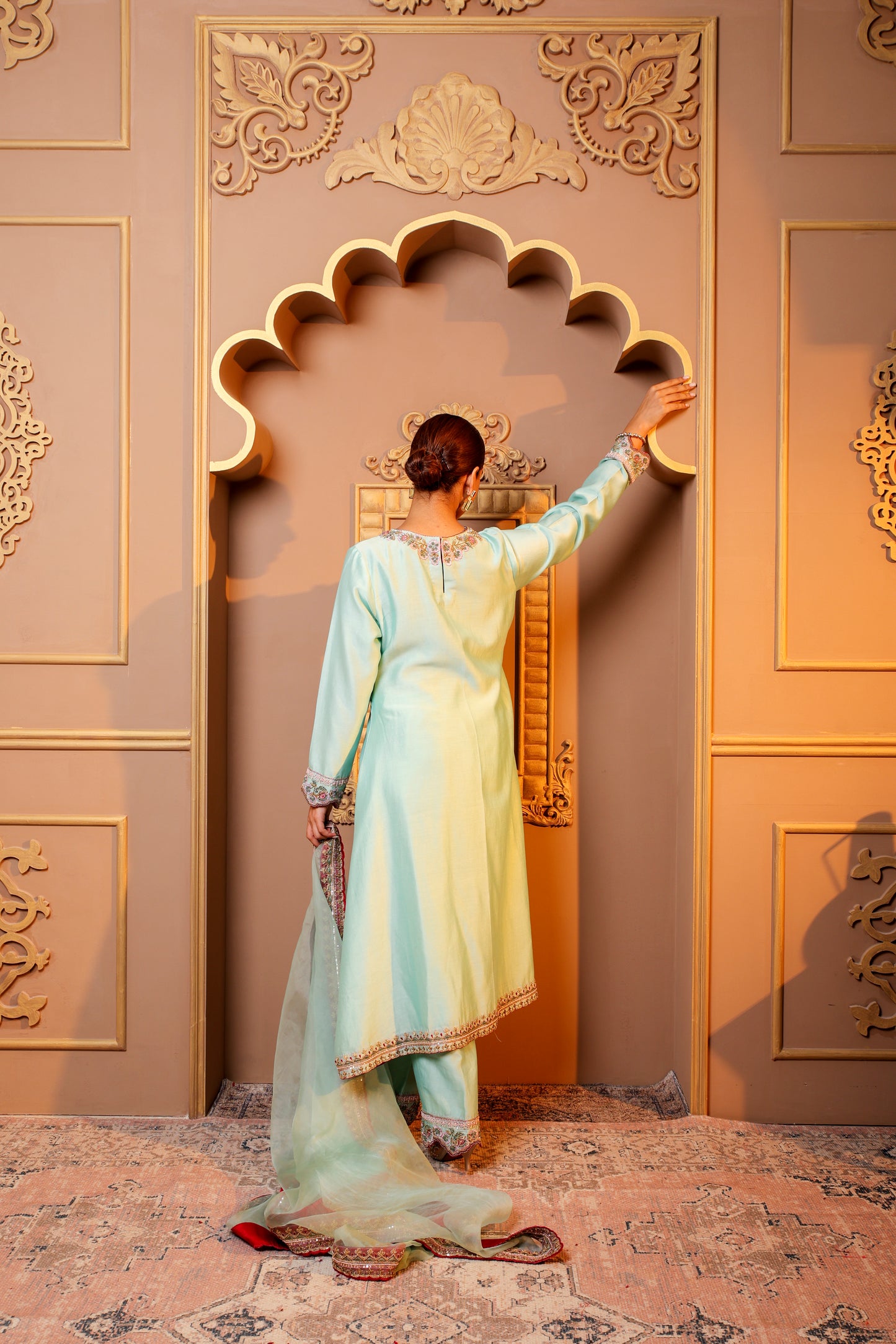 Blue Embroidered Suit Set