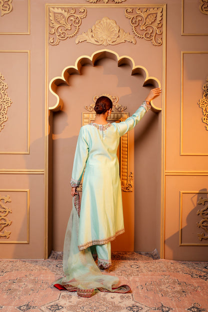 Blue Embroidered Suit Set