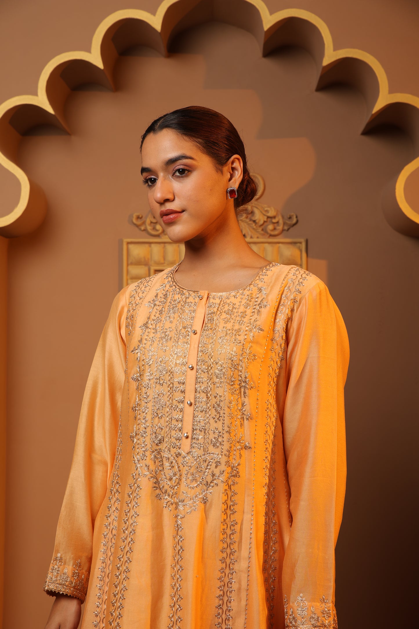 Peach Embroidered Salwar Kameez Set