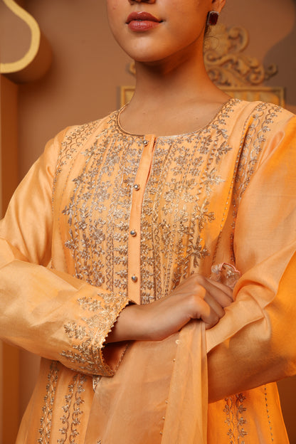 Peach Embroidered Salwar Kameez Set