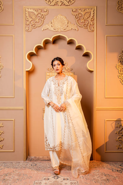 Ivory Elegance Embroidered Salwar Kameez Set