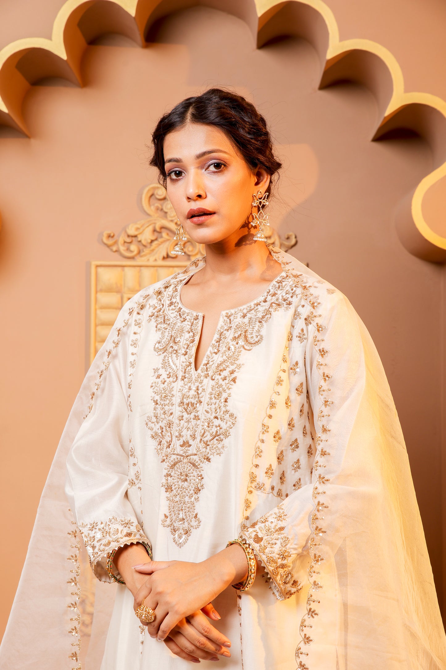 Ivory Elegance Embroidered Salwar Kameez Set
