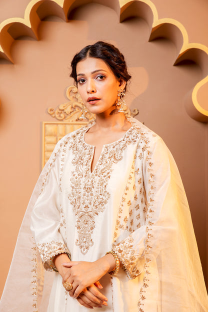 Ivory Elegance Embroidered Salwar Kameez Set