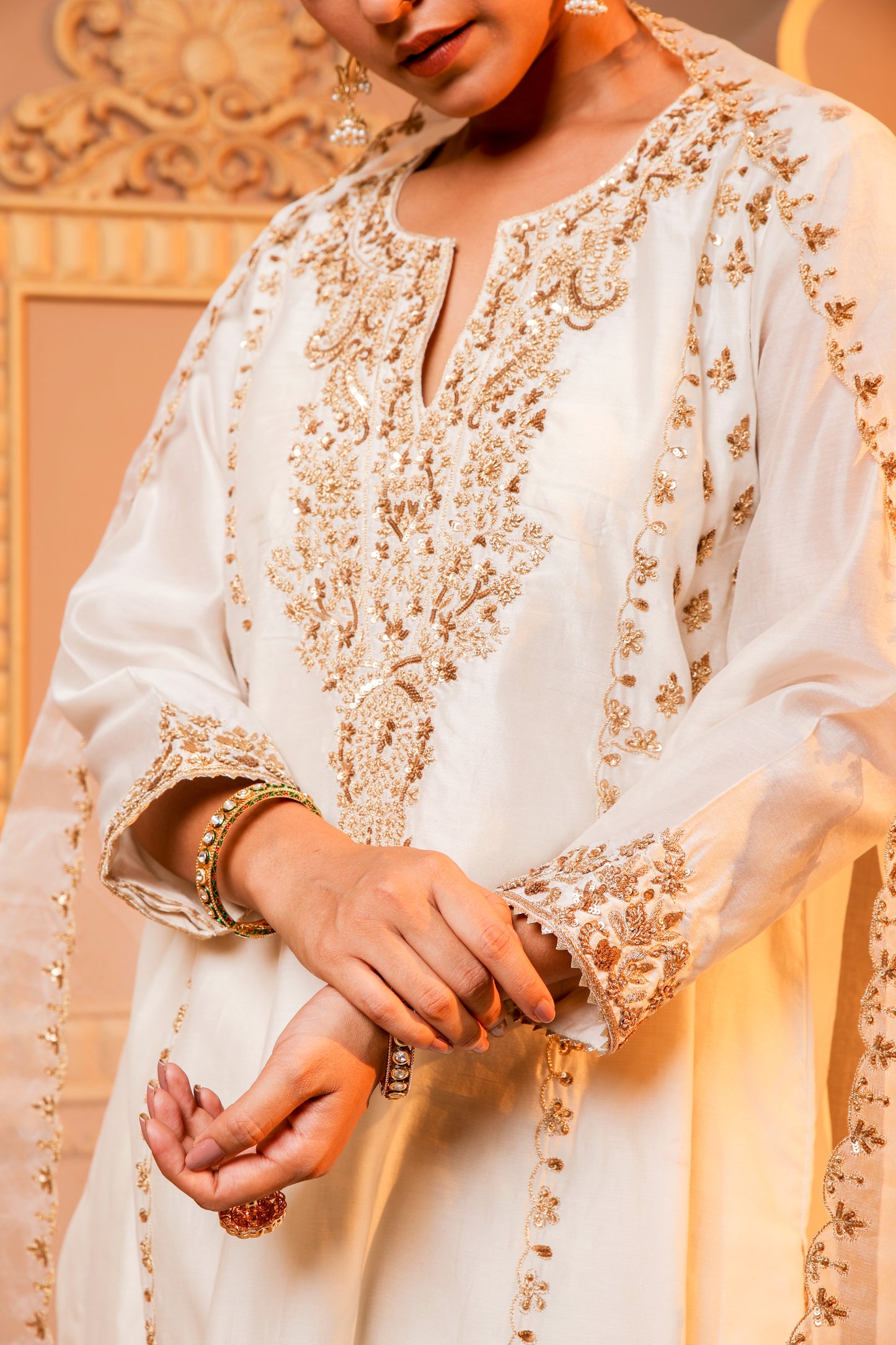 Ivory Elegance Embroidered Salwar Kameez Set