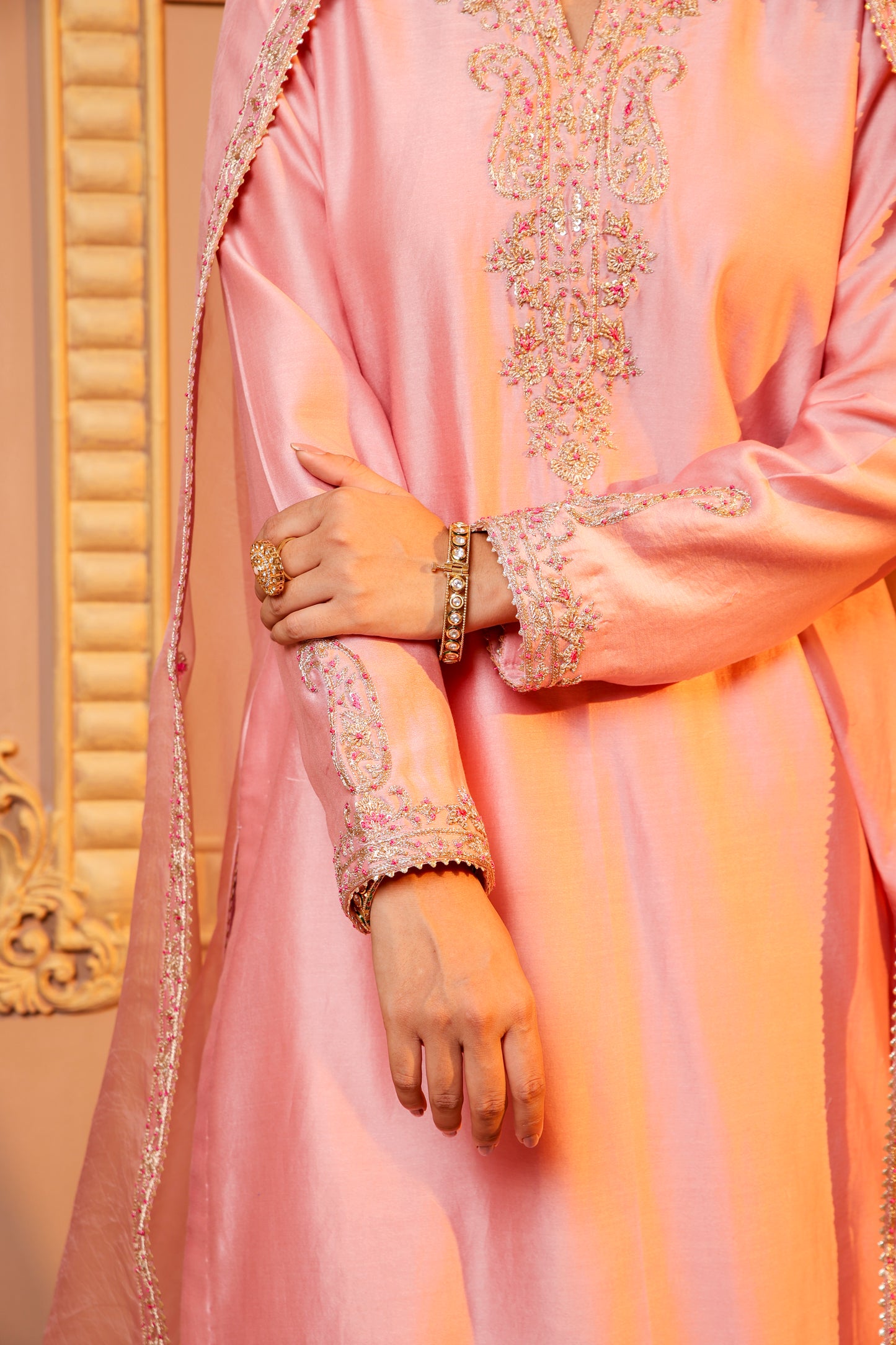 Pink Grace Embroidered Suit Set
