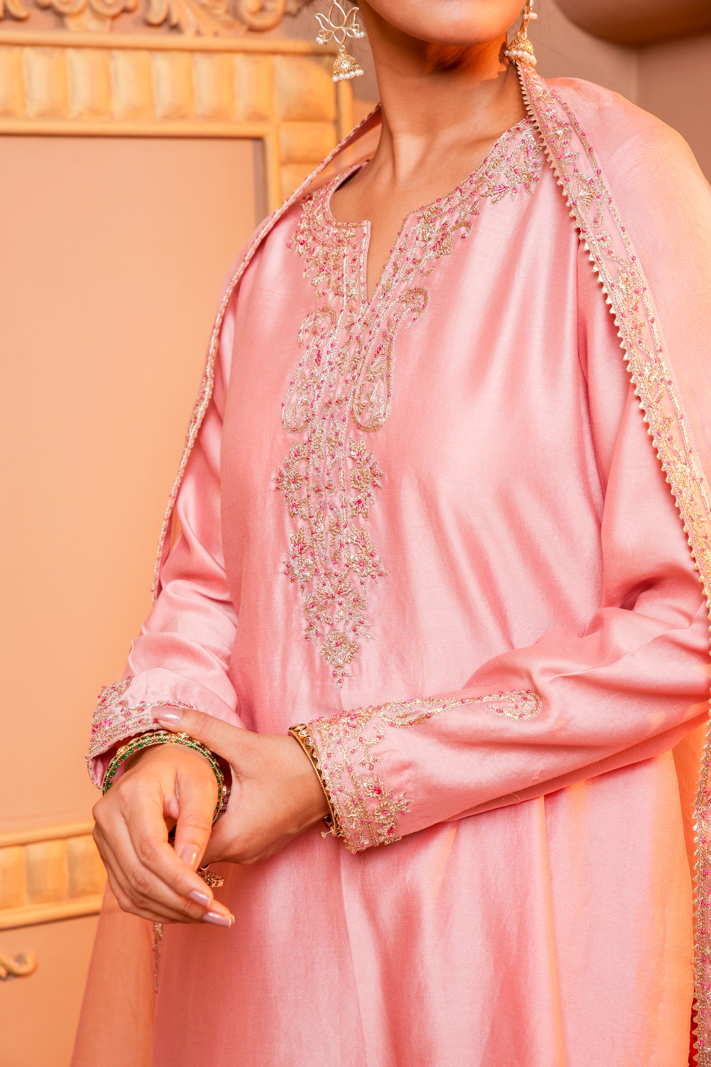 Pink Grace Embroidered Suit Set