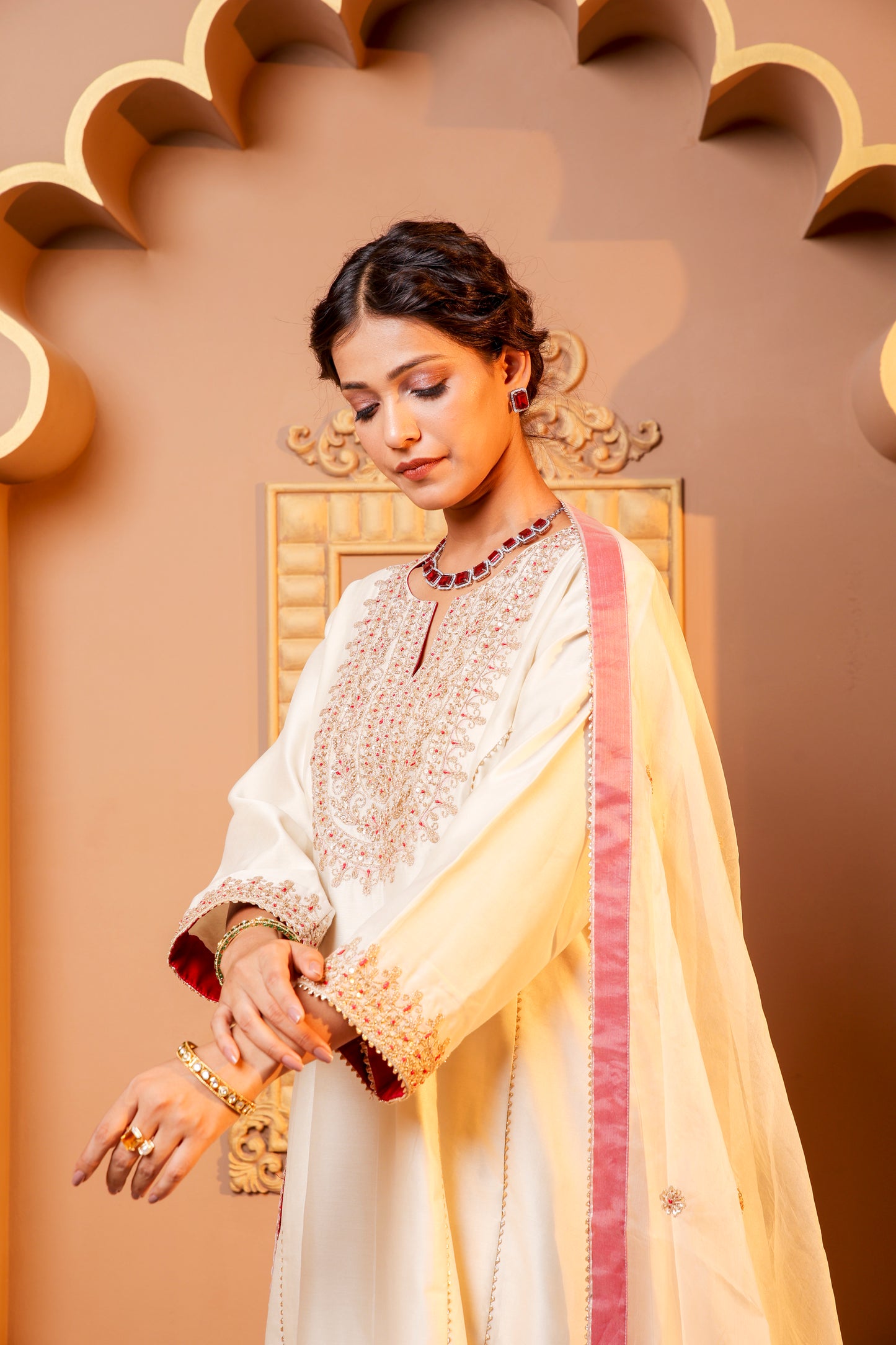 Ivory Radiance Embroidered Salwar Kameez Set