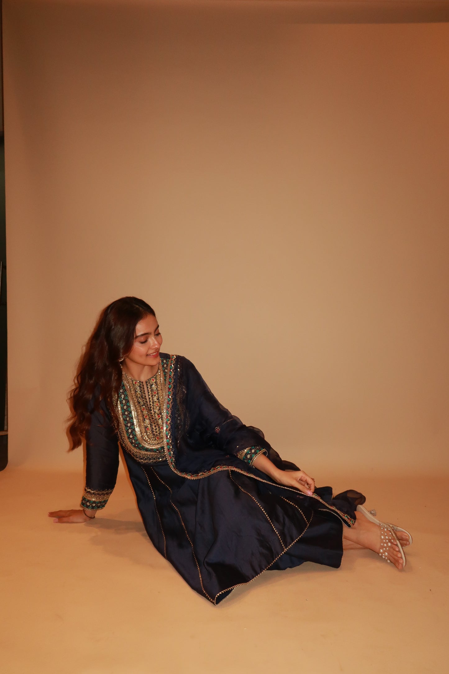 Navy Blue Royalty Embroidered Suit Set